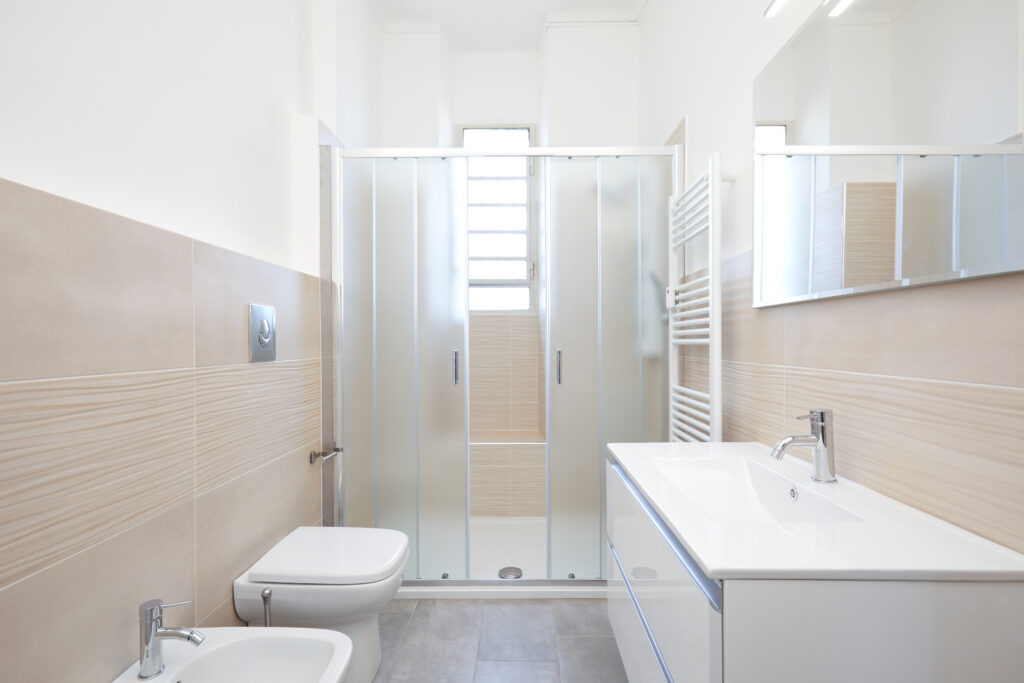 Modern bathroom interior in renovated apartment